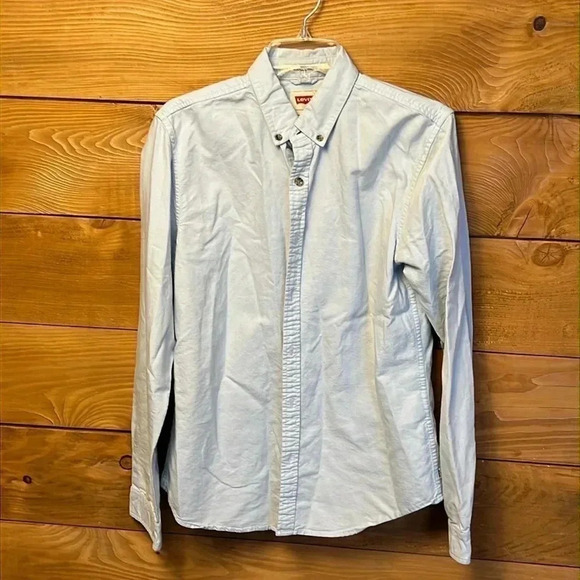Levi’s Women’s light blue Button down LS shirt Modern‎ Fit Md Vintage Retro Y2K - Picture 1 of 7